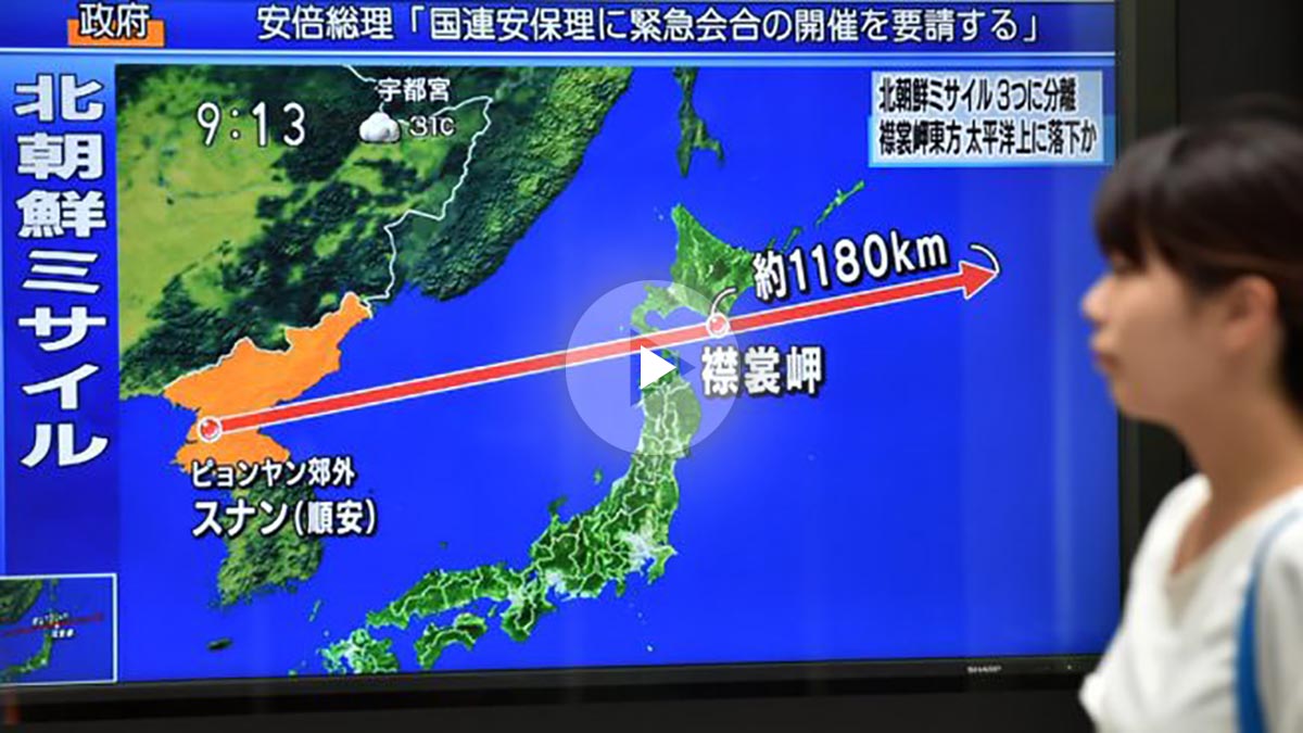 Recorrido del misil lanzado por Corea del Norte sobrevolando Japón (Foto: AFP)