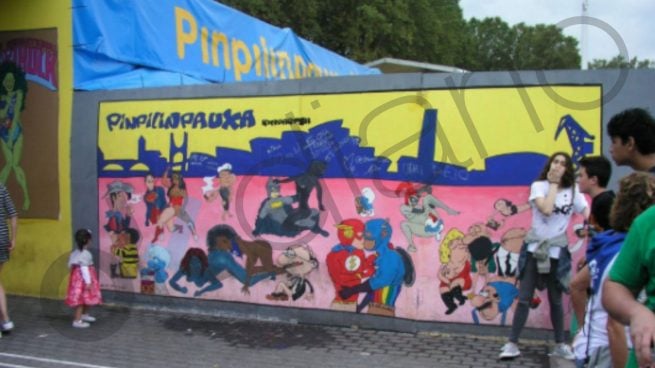 Un mural infantil ‘sado’ en plenas fiestas de Bilbao