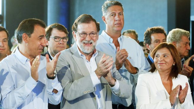 Mariano Rajoy junto a Fernando Martínez-Maíllo, Isabel Bonig o Xavier García Albiol