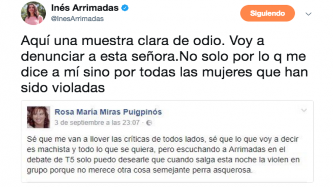 Despiden a la independentista que pidió que Arrimadas fuera «violada en grupo»