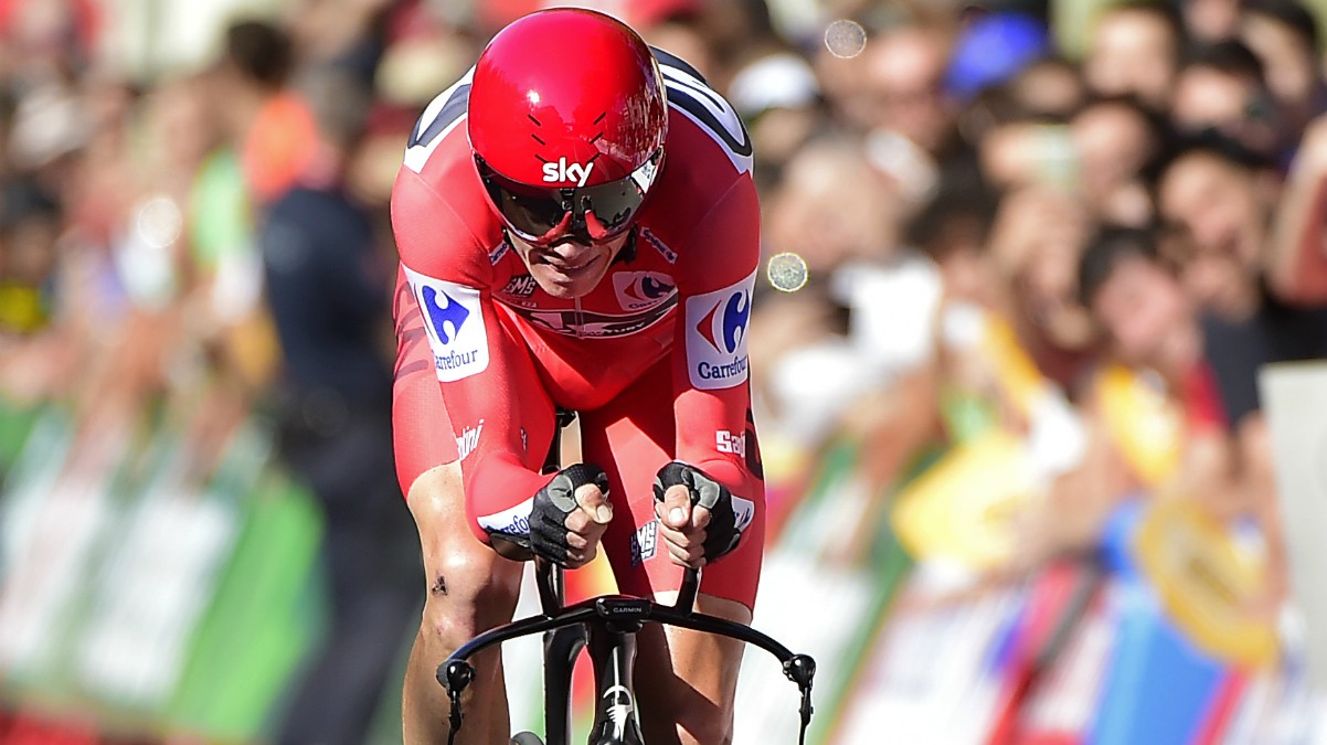 Froome, en la parte final de la etapa de la Vuelta a España. (AFP)