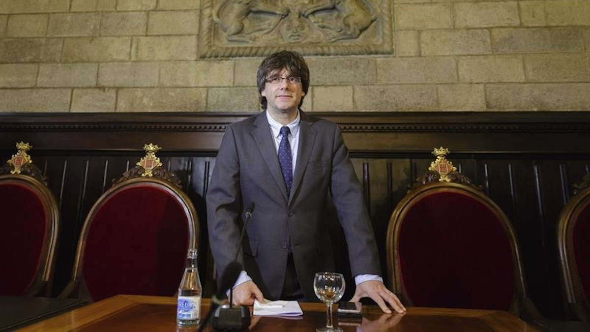 Carles Puigdemont en el Ayuntamiento de Gerona.