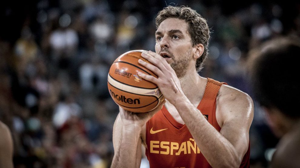 Pau Gasol, en un partido con la selección española. (baloncestofeb)