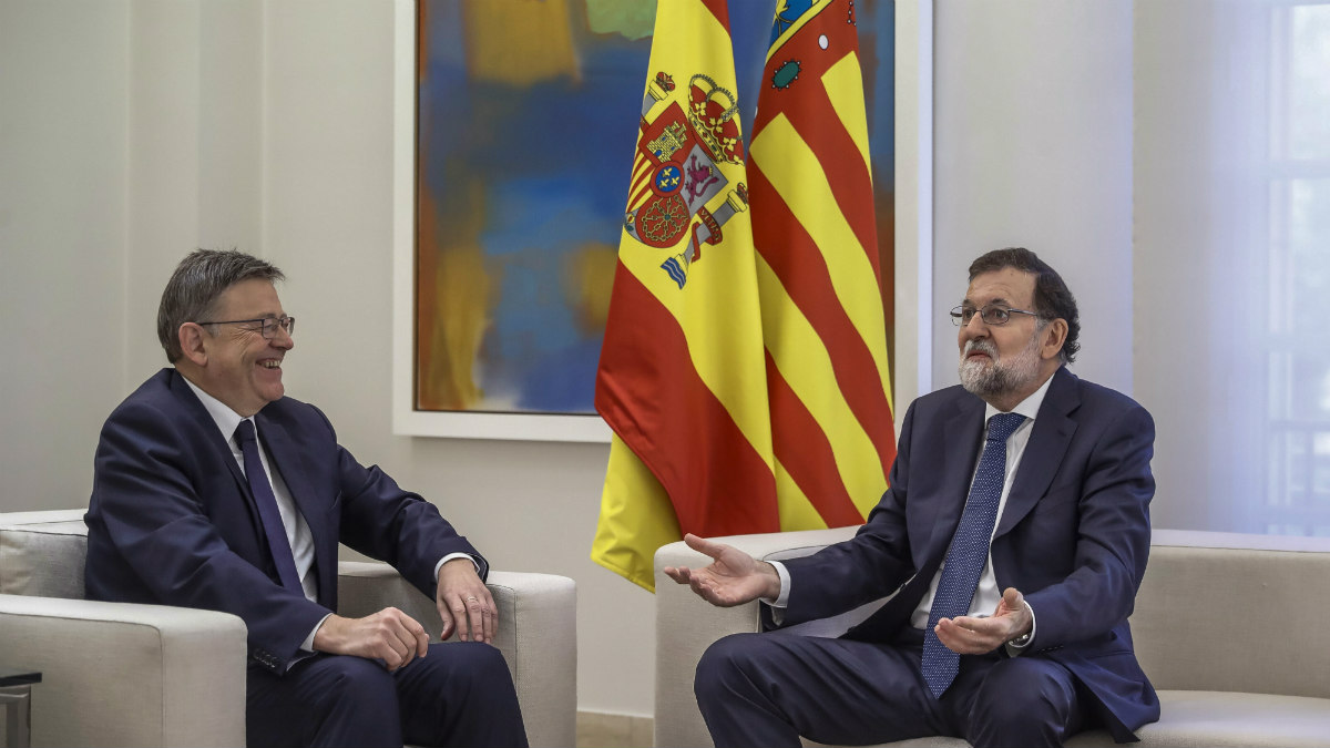 Ximo Puig en la Moncloa con Mariano Rajoy. (EFE)