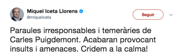 Iceta señala a Puigdemont: «Sus palabras irresponsables y temerarias provocarán insultos y amenazas a alcaldes»