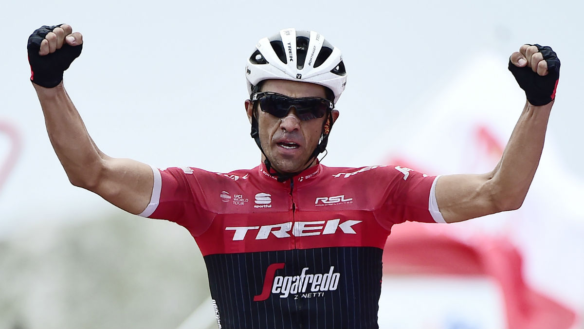 Alberto Contando celebra su victoria en la penúltima etapa de la Vuelta. (AFP)