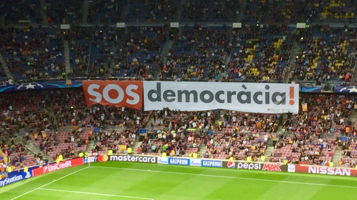 El Camp Nou, en una reciente manifestación independentista.