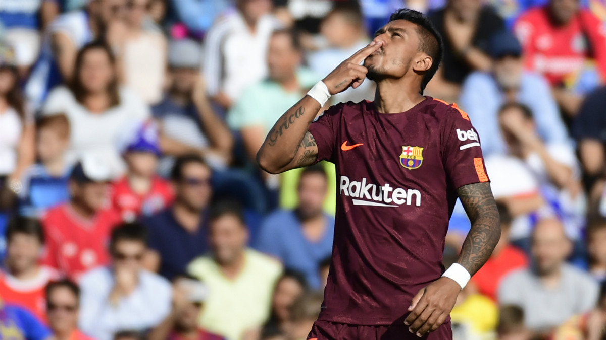 Paulinho celebra un gol con el Barcelona. (AFP)
