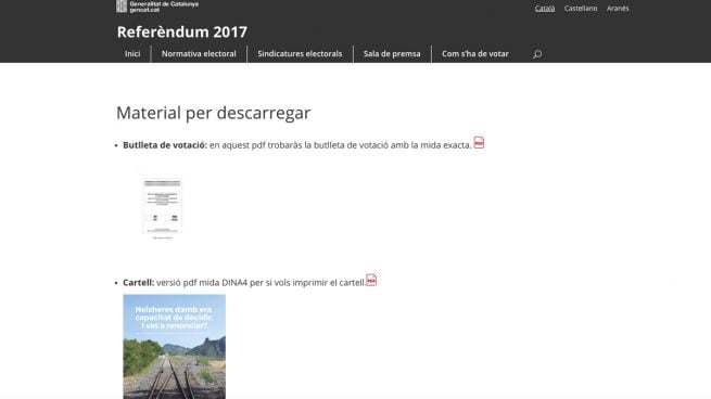 Web clandestina del referéndum ilegal.