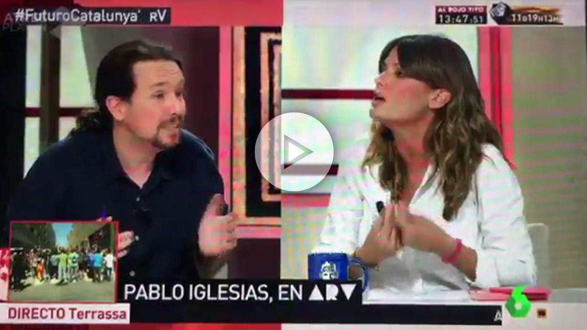 Momento de la trifulca entre Pablo Iglesias y Pilar Gómez