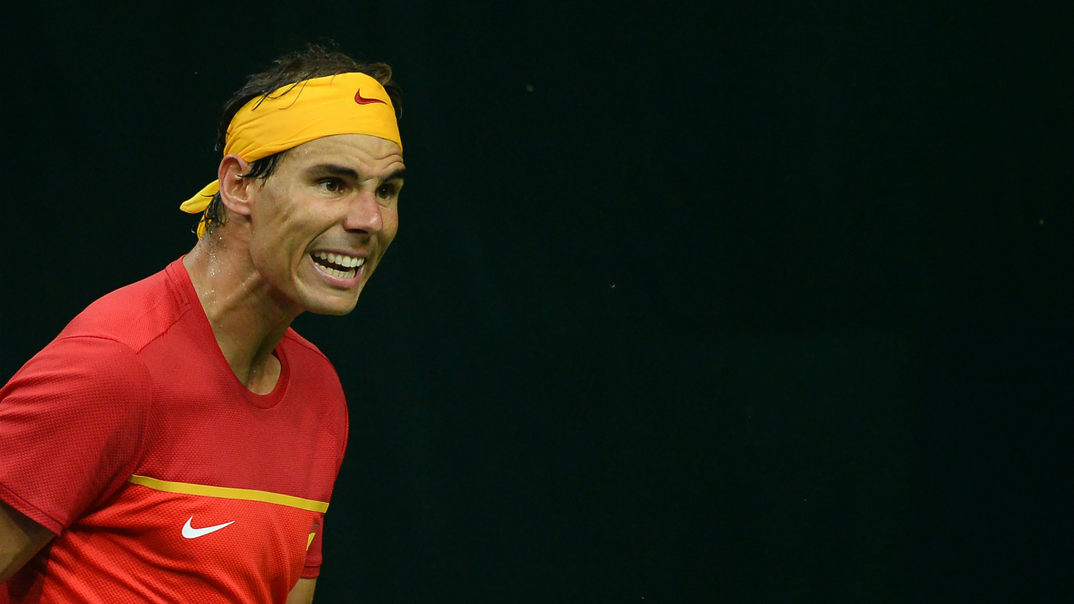 Rafa Nadal celebra un punto en la Copa Davis. (AFP)