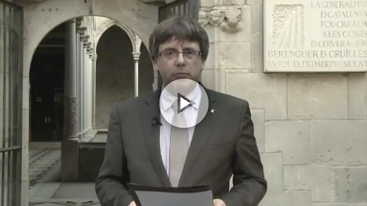 Carles Puigdemont durante su mensaje