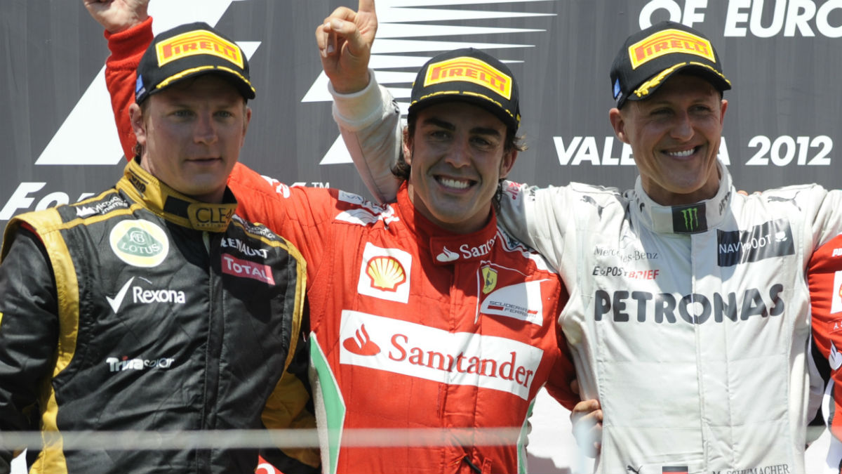 Michael Schumacher, Fernando Alonso y Kimi Raikkonen son los campeones del mundo de Fórmula 1 que más dinero han ganado en la historia. (Getty)