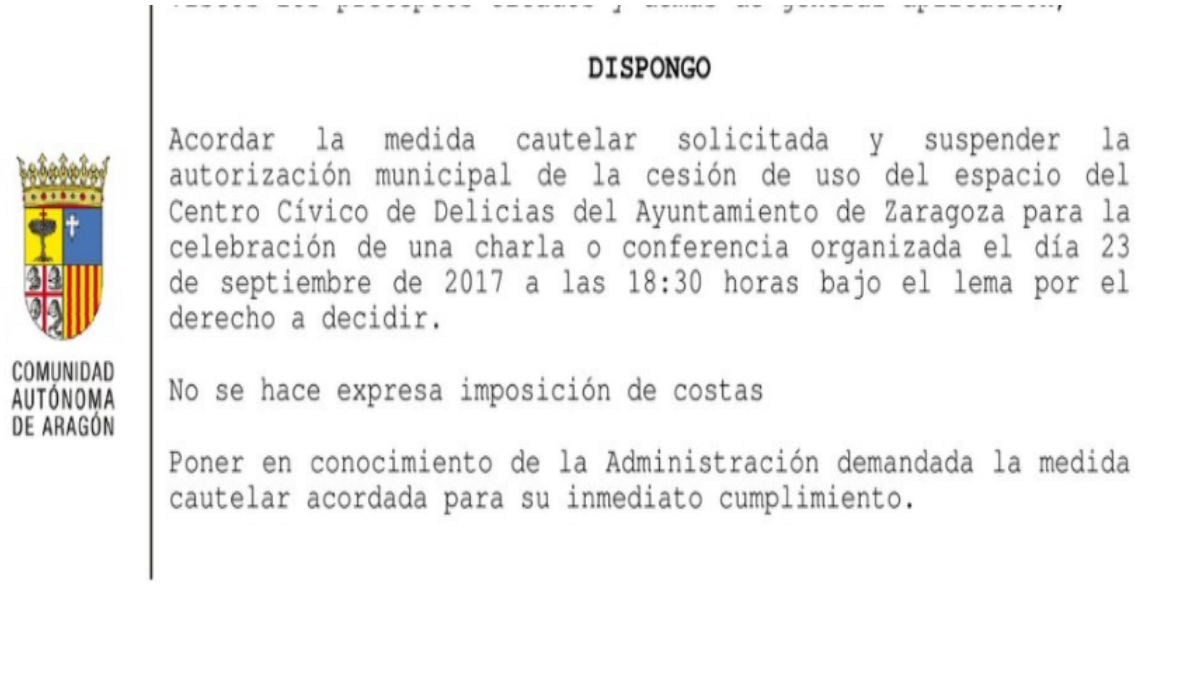 El juez rechaza la cesión del local para dar una charla a favor del 1-0. (Foto: Twitter)