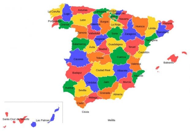 Será empujar Medalla Cuántas provincias tiene España y cuáles son?