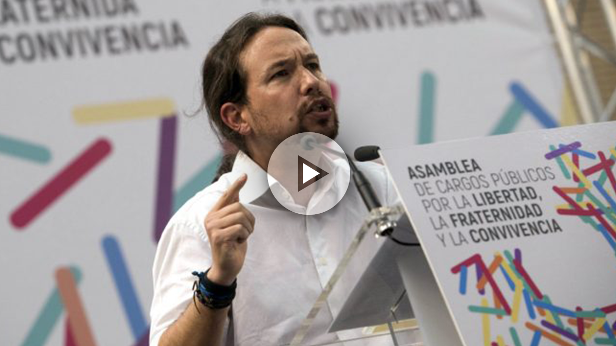 Pablo Iglesias, en su discurso ante la asamblea bolivariana a favor del referéndum ilegal. (EFE)