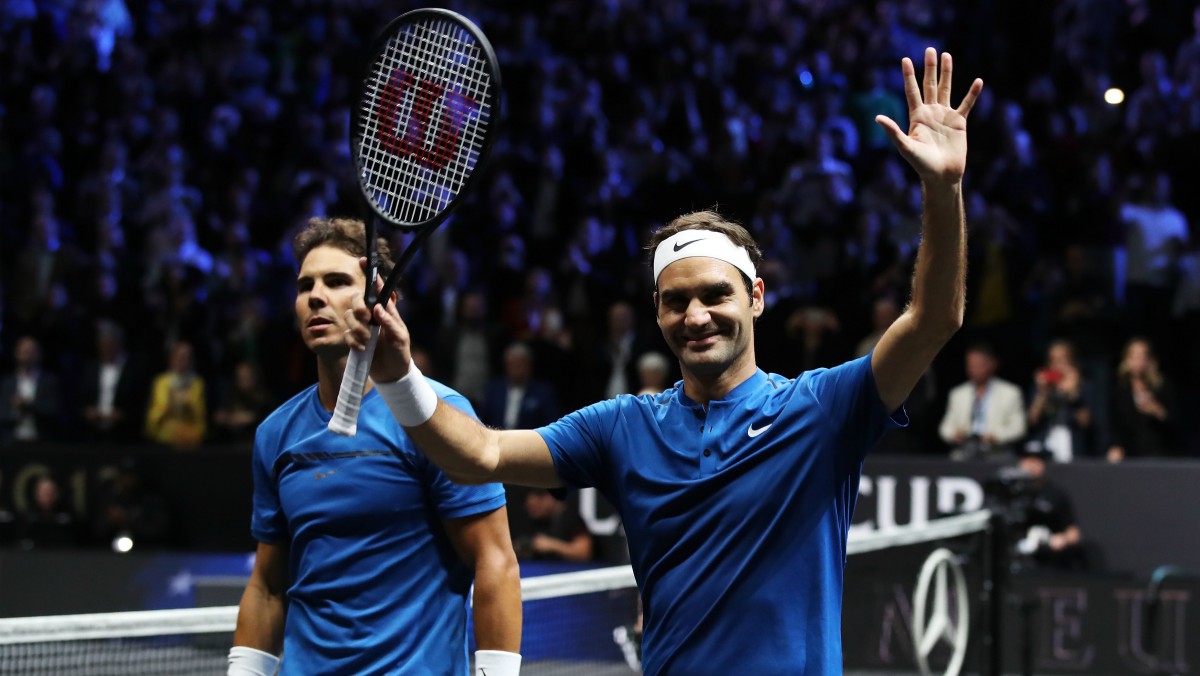 Nadal y Federer, tras vencer el partido. (Getty)