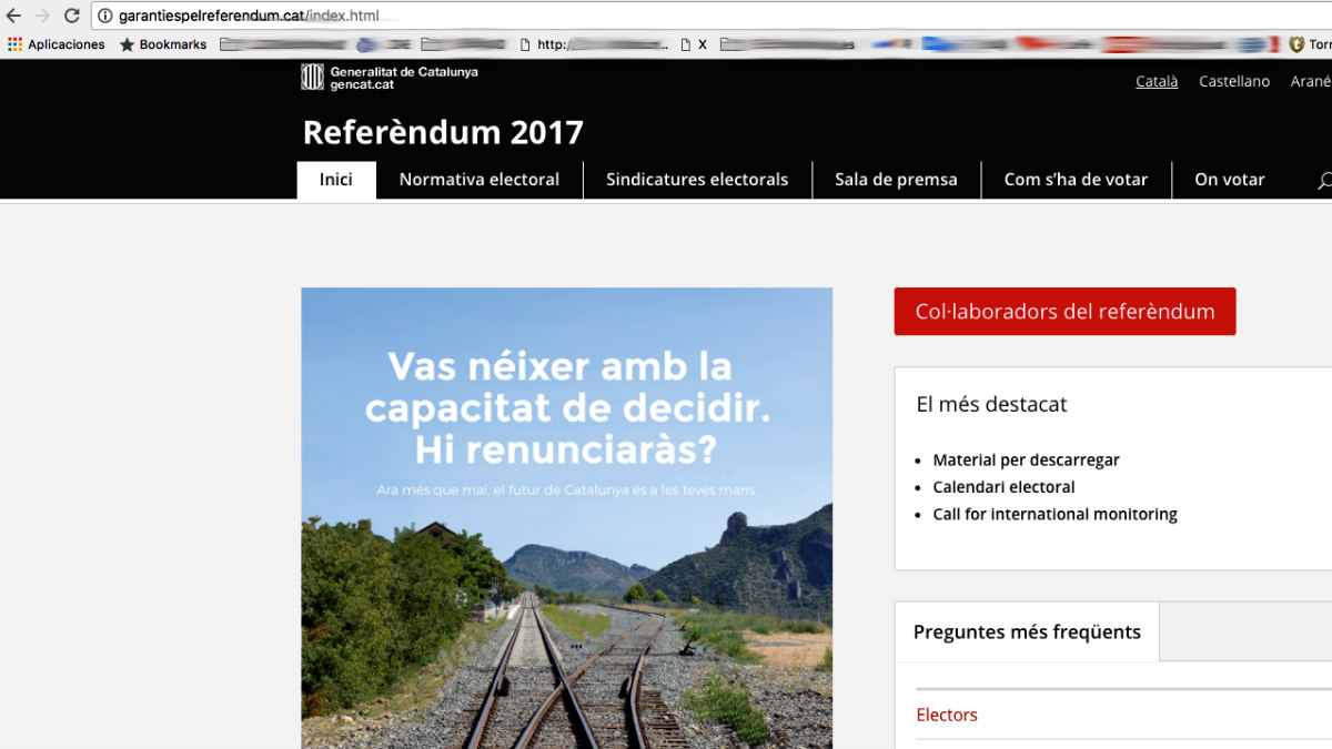 Página web falsa del referéndum ilegal.