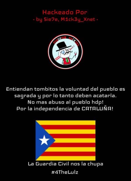 Imagen de la web de la asociación de la Guardia Civil hackeada