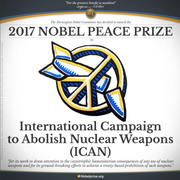 Premio Nobel de la paz para la campaña contra las armas nucleares.