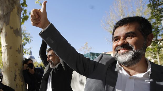 Los presidentes de la Asamblea Nacional Catalana, Jordi Sànchez (d), y de Òmnium Cultural, Jordi Cuixart (Foto: Efe).