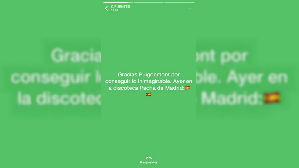 Estado de WhatsApp de la presidenta de la Comunidad de Madrid, Cristina Cifuentes.