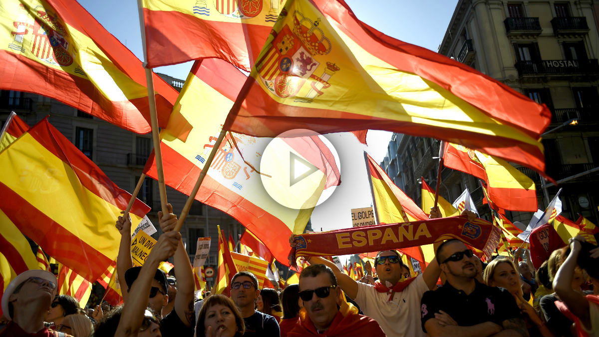 Manifestación por la unidad de España en Barcelona. (Foto: AFP)