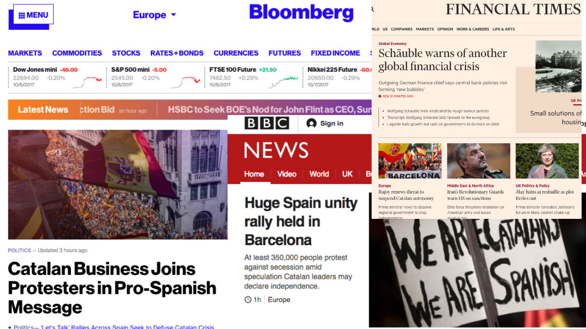 Medios británicos sobre la manifestación de Barcelona por la recuperación del ‘seny’.