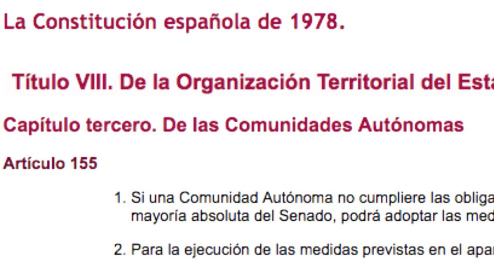 Esto es lo que dice el artículo 155 de la Constitución
