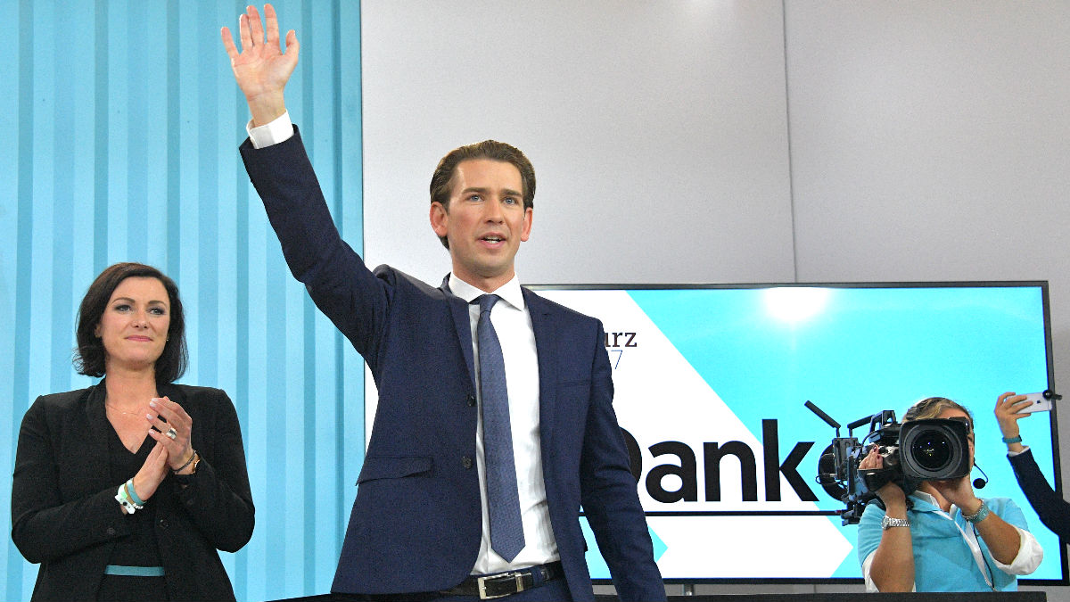 Sebastian Kurz celebra la victoria en las legislativas austriacas (Foto: AFP).
