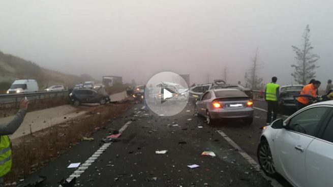 Accidente múltiple de 45 coches en Cáceres. Foto: Twitter