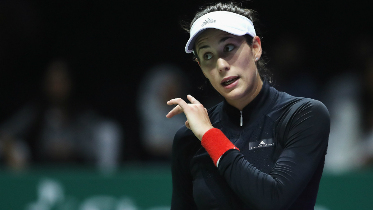 Garbiñe Muguruza durante el partido ante Karolina Pliskova. (Getty)