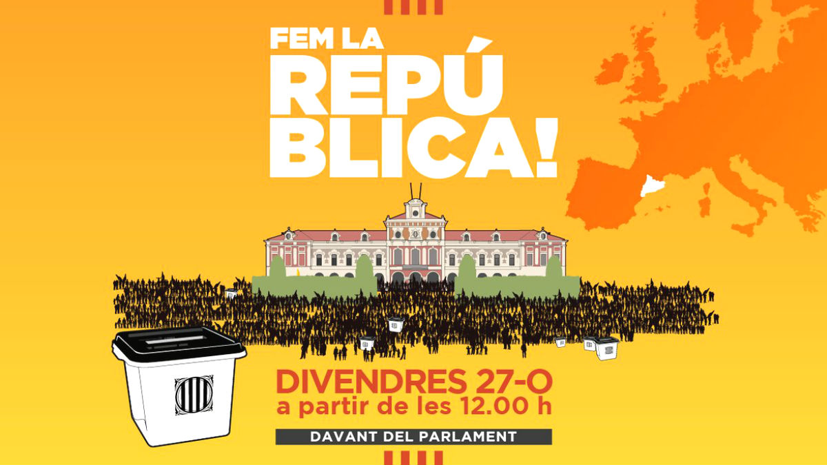 Cartel de la concentración convocada por la ANC ante el Parlament