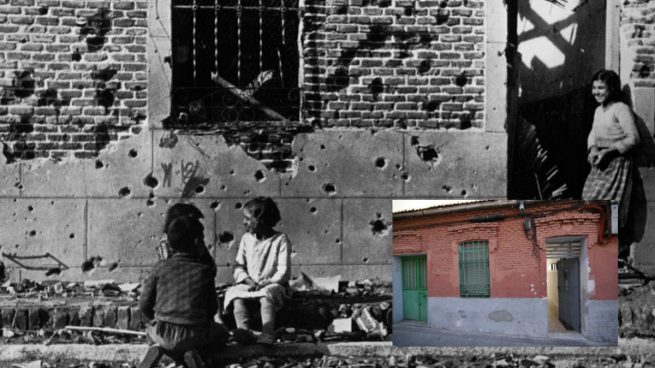 La foto de Peironcely 10 realizada por Robert Capa durante la Guerra Civil (en blanco y negro) y el inmueble en la actualidad (en color).