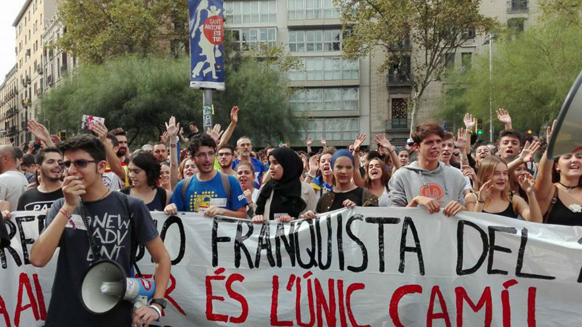 Huelga estudiantil independentista en Barcelona