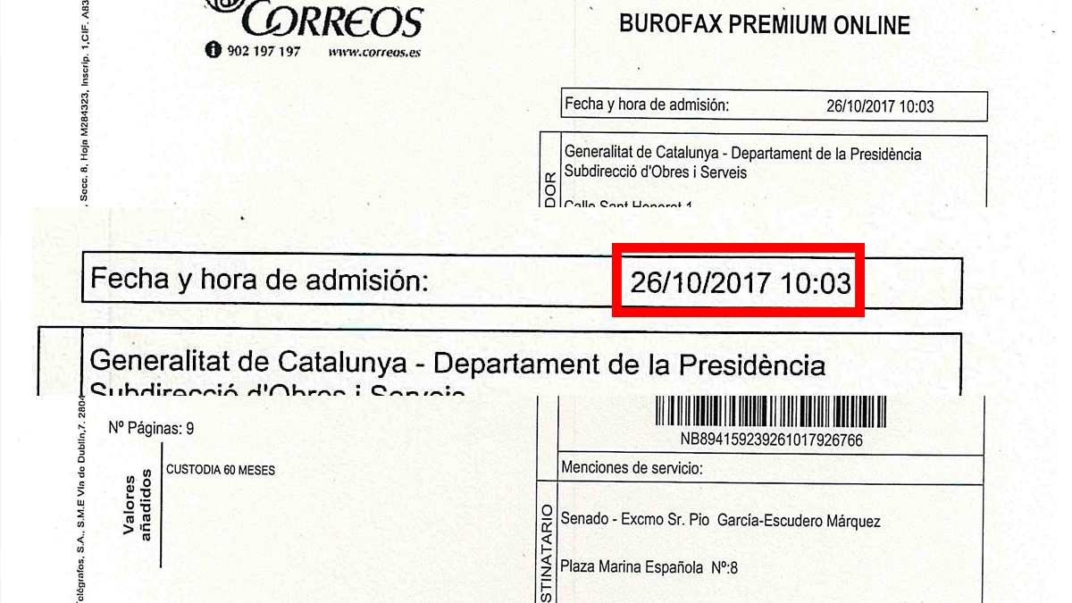 Documento con las alegaciones del Govern a la aplicación del artículo 155 ante el Senado.