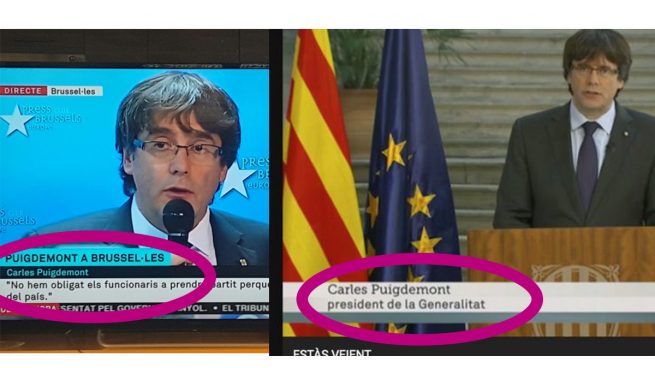TV3 acata la legalidad y deja de rotular a Puigdemont como «president»