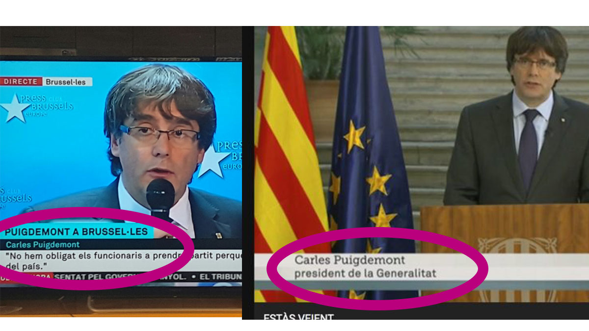 TV3 ya no rotula a Puigdemont como president del Govern.