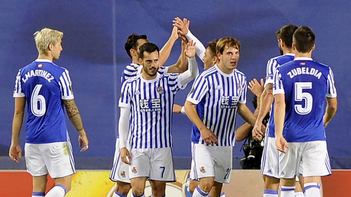 La Real Sociedad celebra un gol. (AFP)