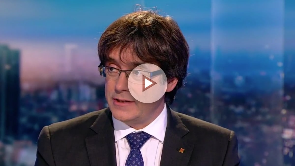 Carles Puigdemont, durante la entrevista en la RTBF.