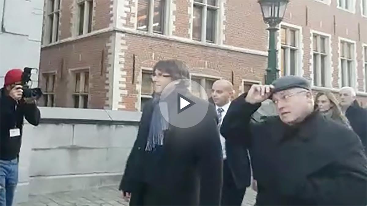 Carles Puigdemont a su llegada al BOZAR, en Bruselas.