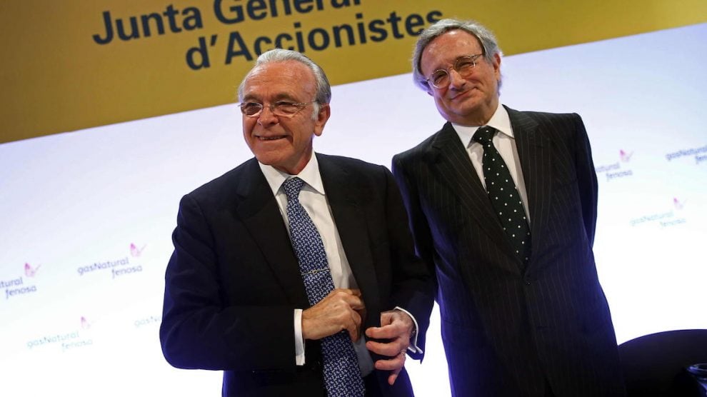 El presidente Gas Natural Fenosa, Isidro Fainé (i), y el consejero delegado, Rafael Villaseca. (Foto: EFE)