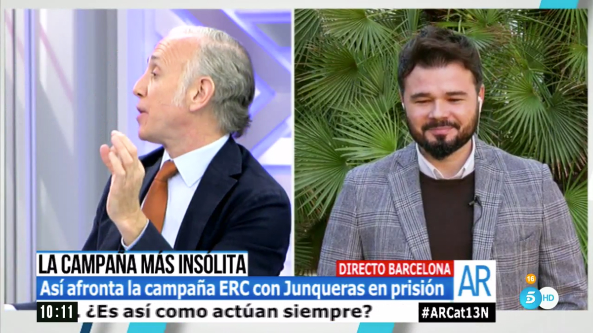 Eduardo Inda se dirige a Gabriel Rufián en ‘El programa de Ana Rosa’.