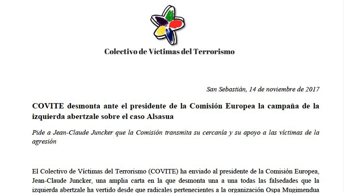 Carta de Covite a Jean Claude Juncker.