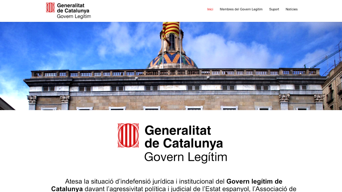 Página web del autoproclamado «Govern legítim» de la Generalitat.