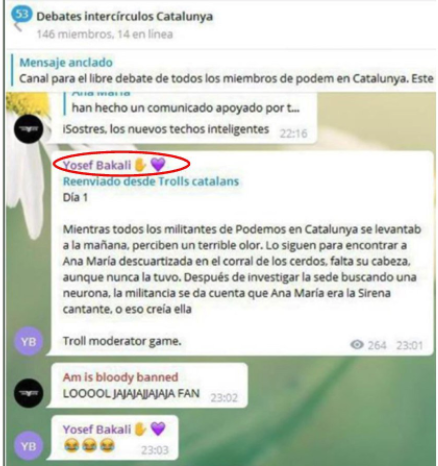 Chat en el que insulta a Anna María