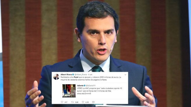 Rivera alega que su tuit acusando a los Pujol de «robar 2.500 millones» es «libertad de expresión»