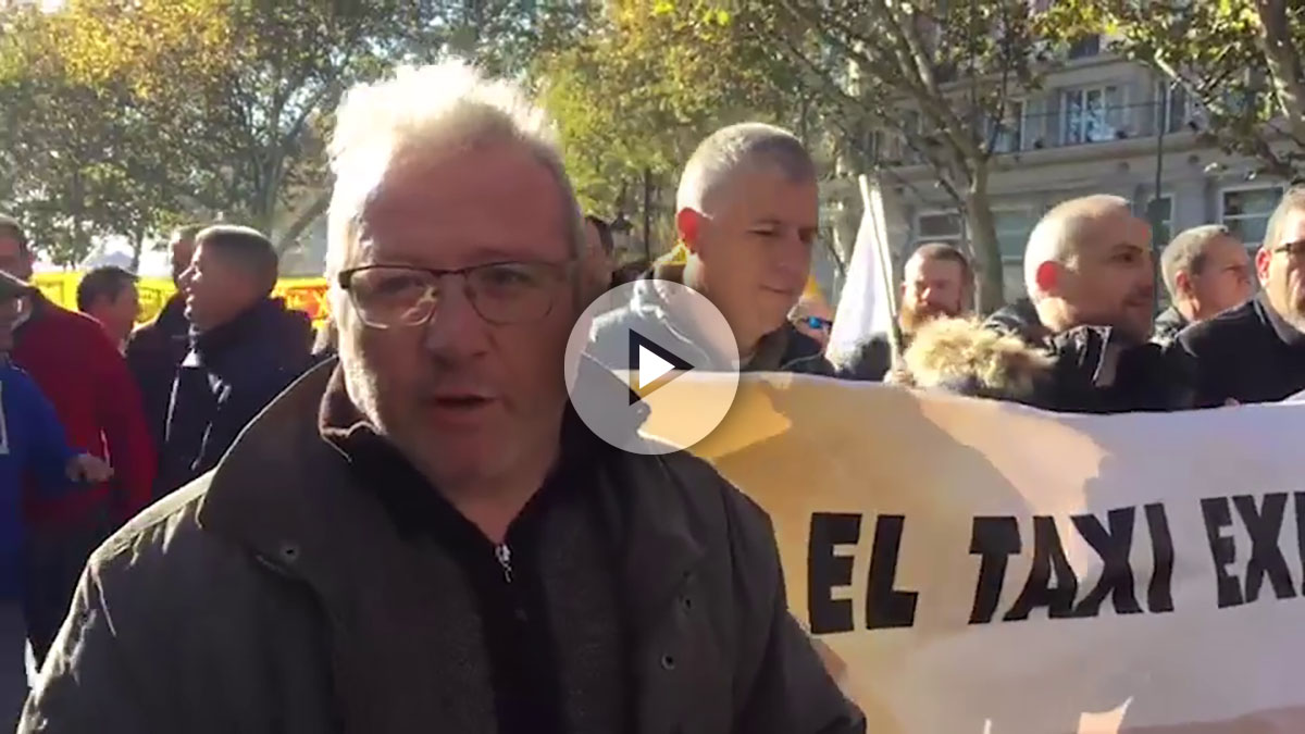 Uno de los taxistas en la huelga de Madrid
