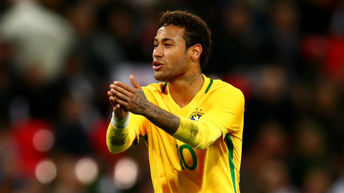Neymar durante un partido con Brasil. (Getty)