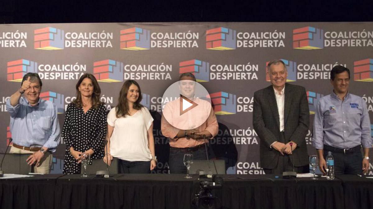 Los precandidatos de la Coalición Despierta, unión de Uribe y Pastrana para las elecciones de Colombia 2018.